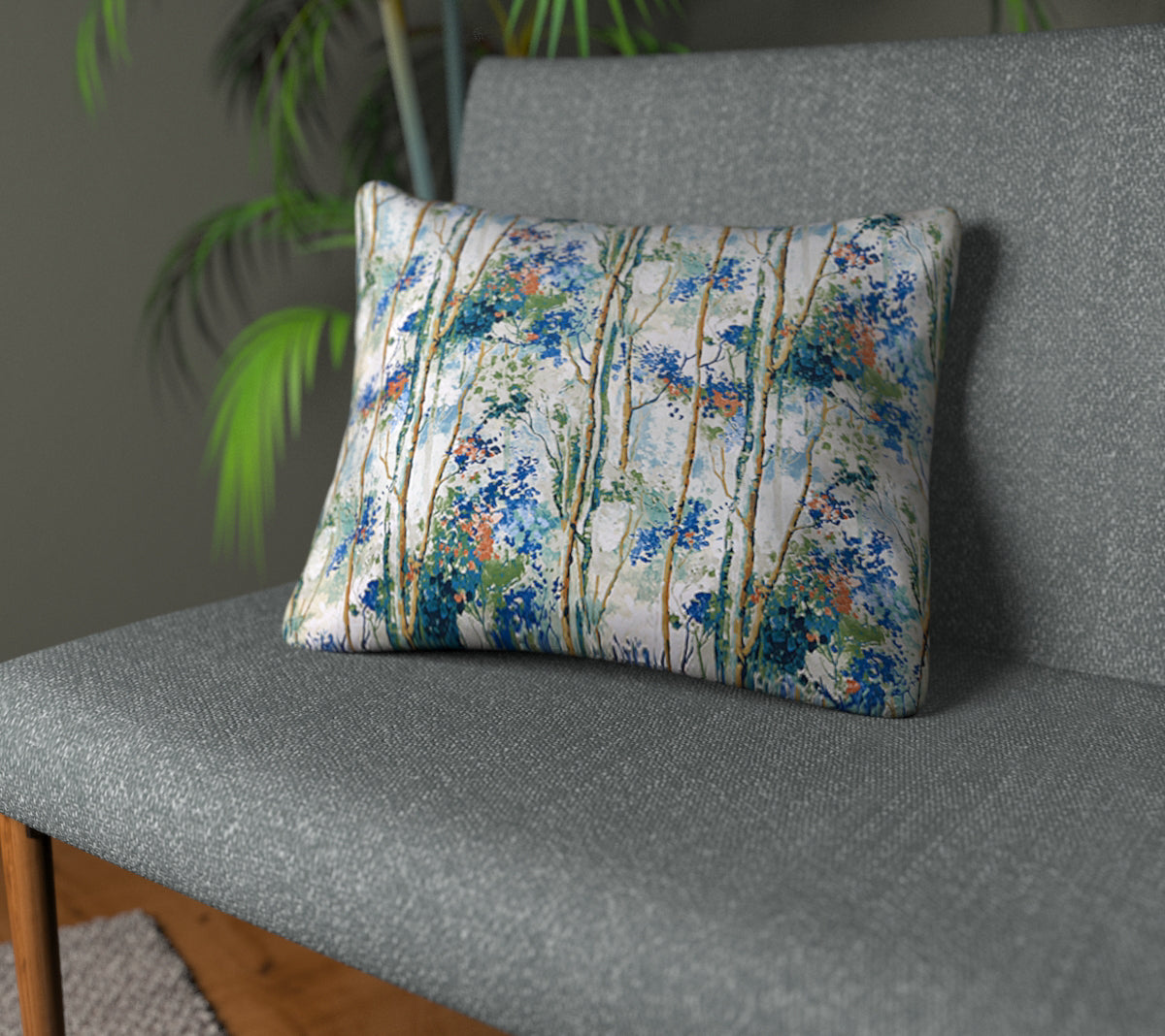 Silver Birch Sapphire Plain Cushion