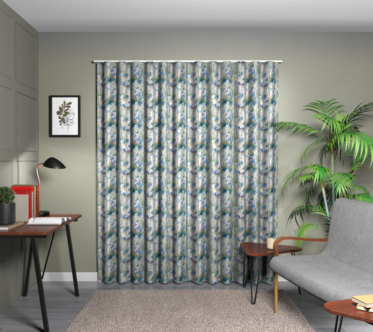 Silver Birch Sapphire Wave Curtain