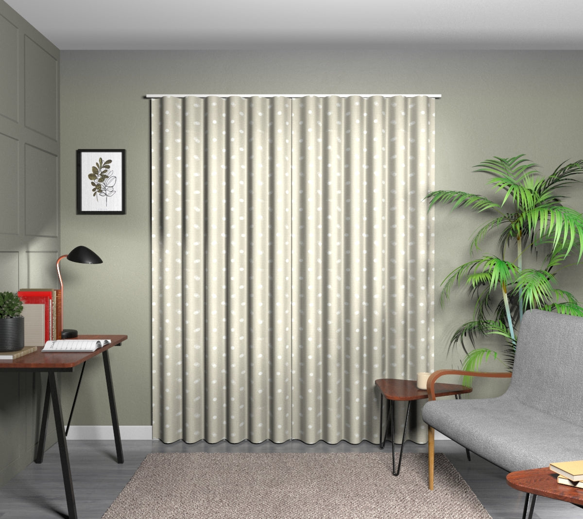 Full Stop Oatmeal Wave Curtain