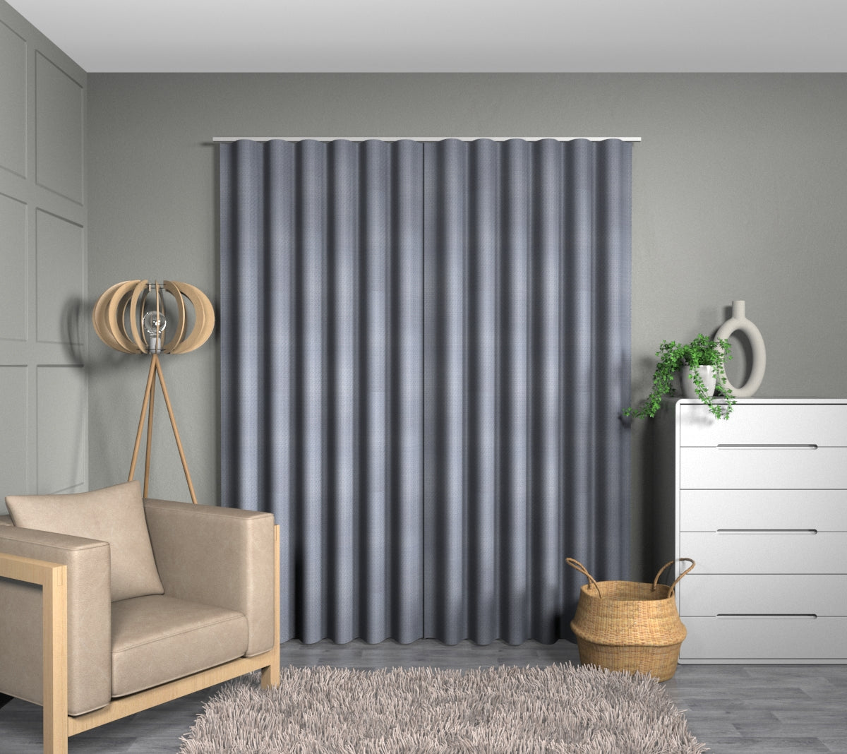 Aztec Indigo Wave Curtain