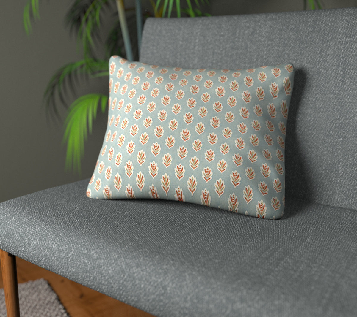 Sessile Leaf Blue Clay Plain Cushion