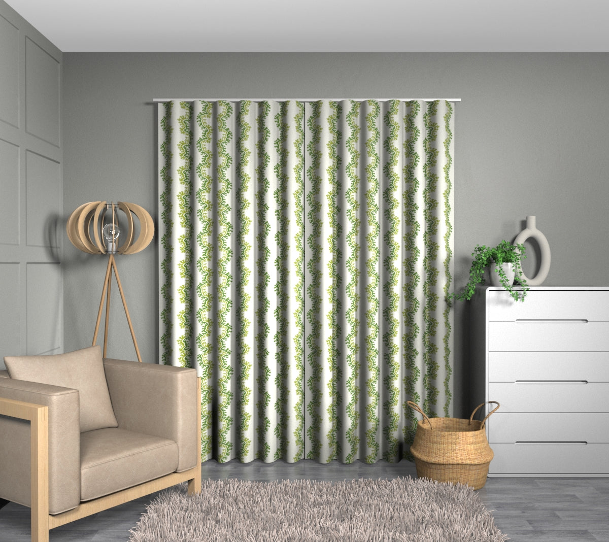 Oxbow Sap Green Wave Curtain