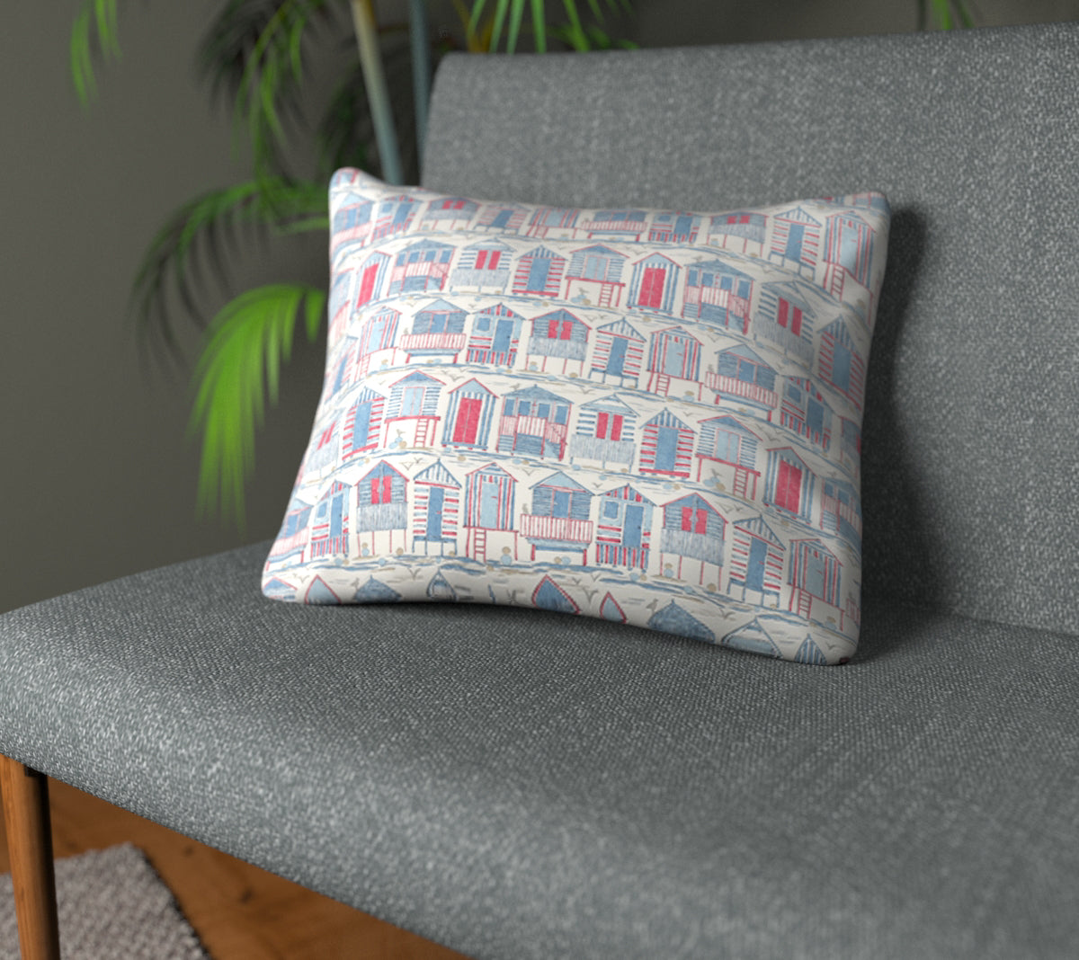 Beach Huts Nautical Plain Cushion
