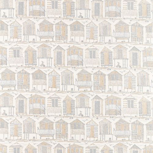 Beach Huts Driftwood Fabric Sample