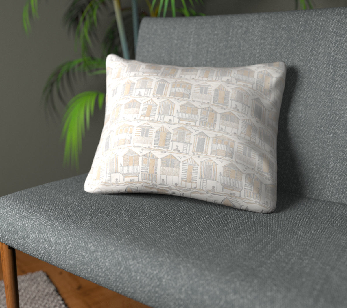 Beach Huts Driftwood Plain Cushion