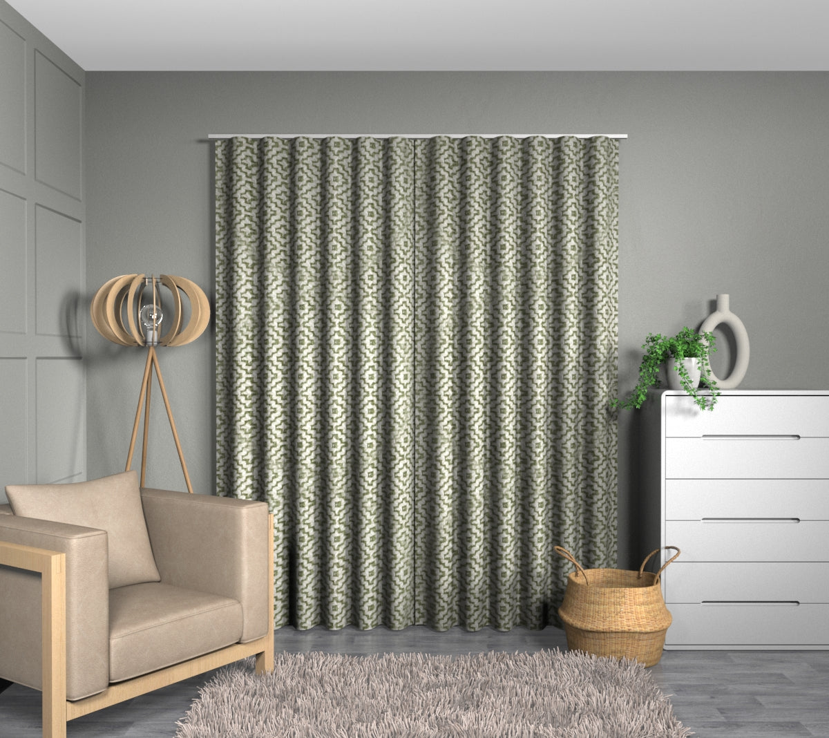Linden Celadon Wave Curtain