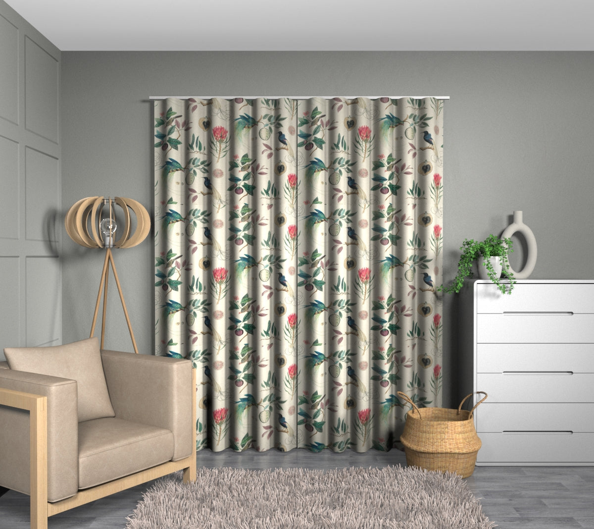 Paradesia Fig/Indigo Wave Curtain