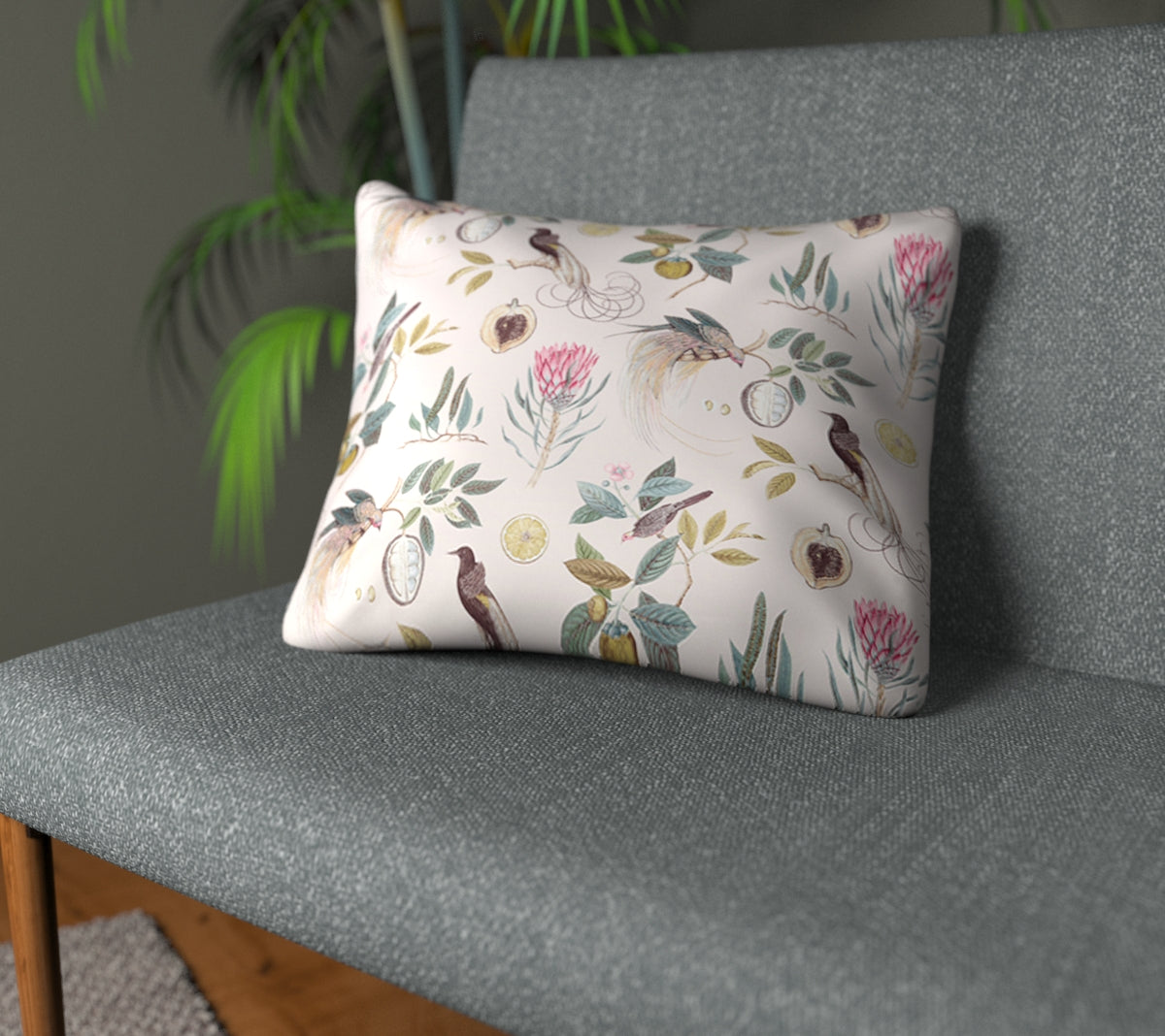 Paradesia Orchid/Grey Plain Cushion
