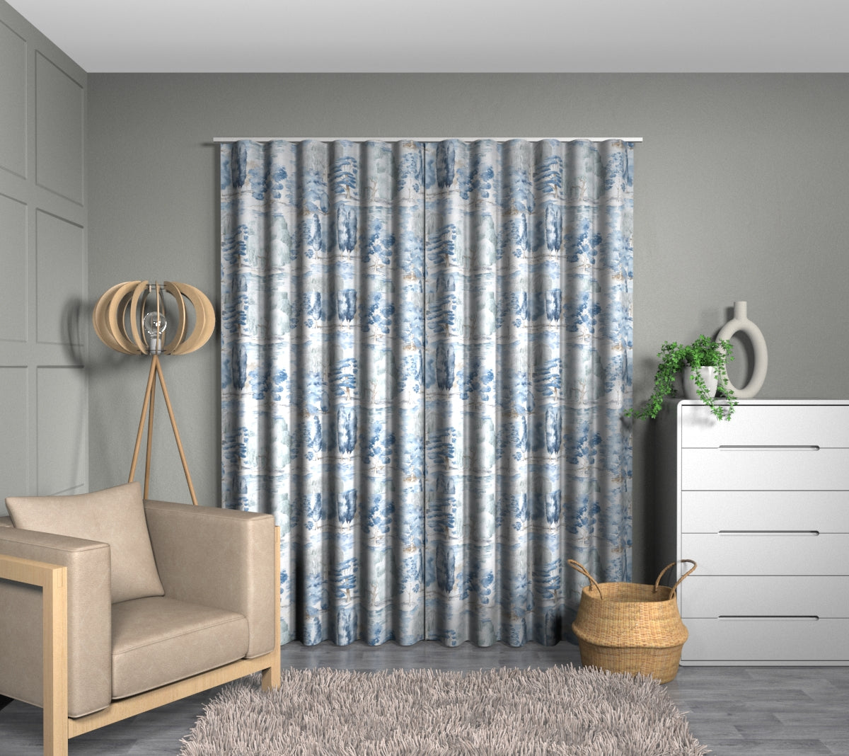 Waterperry Indigo Wave Curtain