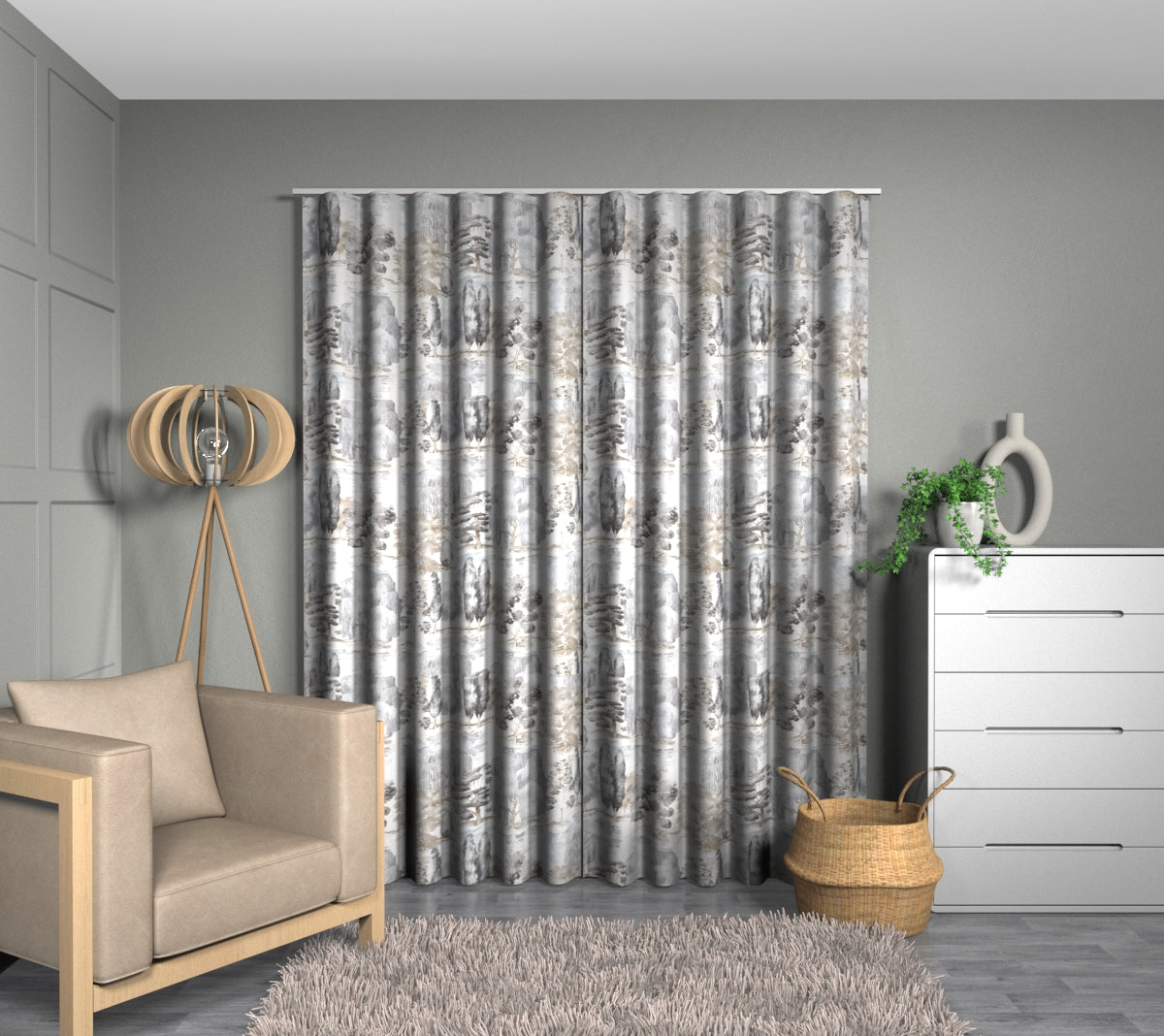Waterperry Charcoal Wave Curtain