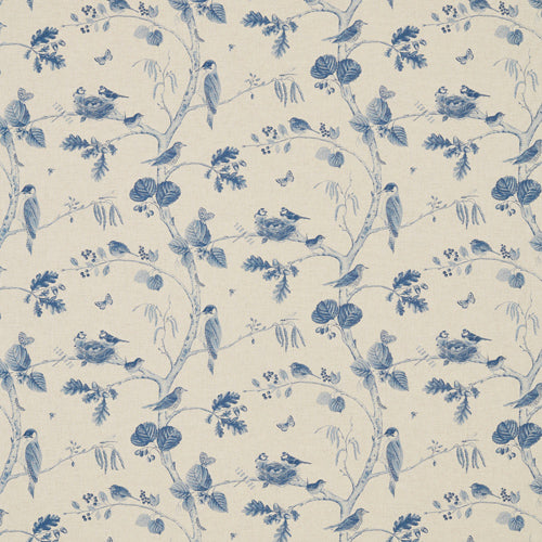 Woodland Chorus Indigo/Linen Fabric Sample
