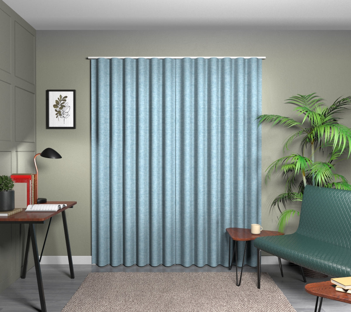 Kelso Teal Wave Curtain