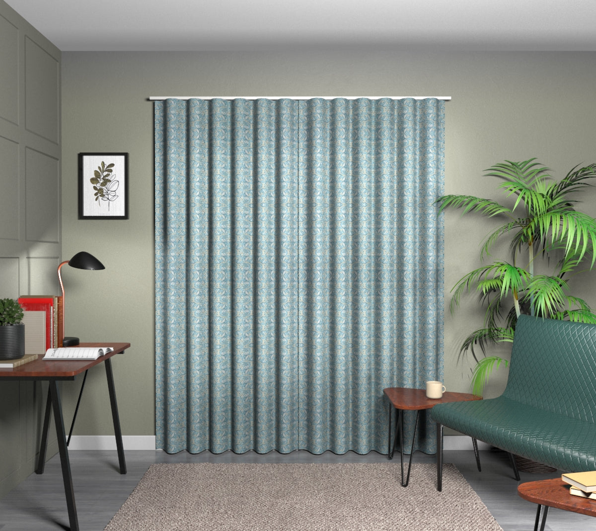 Acanthus Denim Wave Curtain