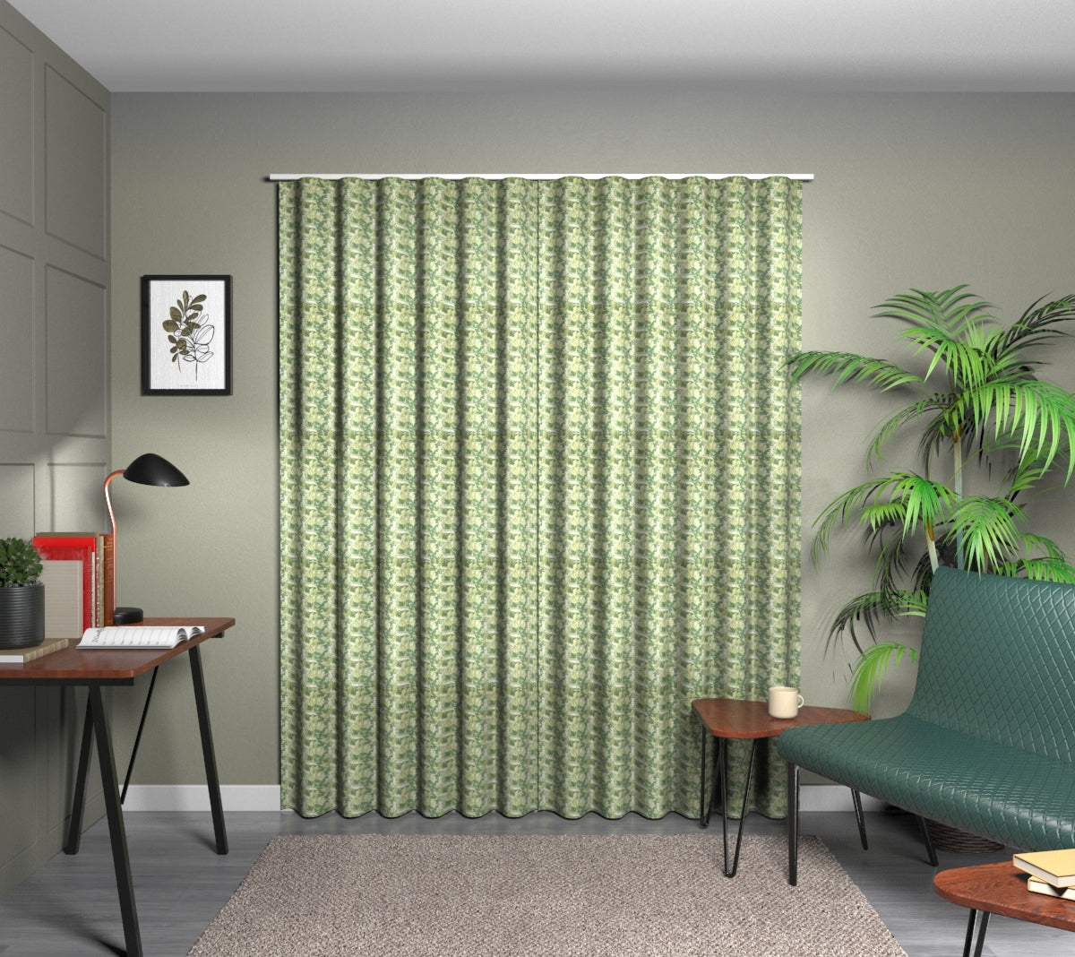 Acanthus Apple/Sage Wave Curtain