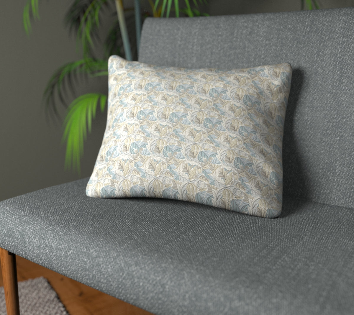 Acanthus Slate/Dove Plain Cushion
