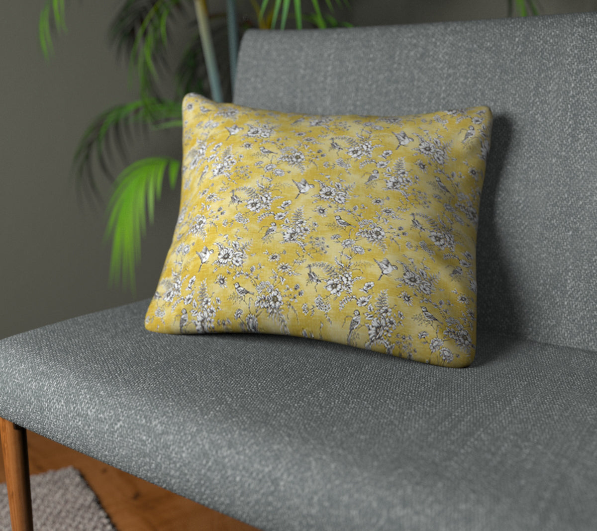 Finch Toile Buttercup Plain Cushion