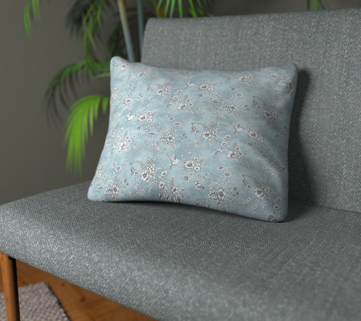 Finch Toile Delft Plain Cushion
