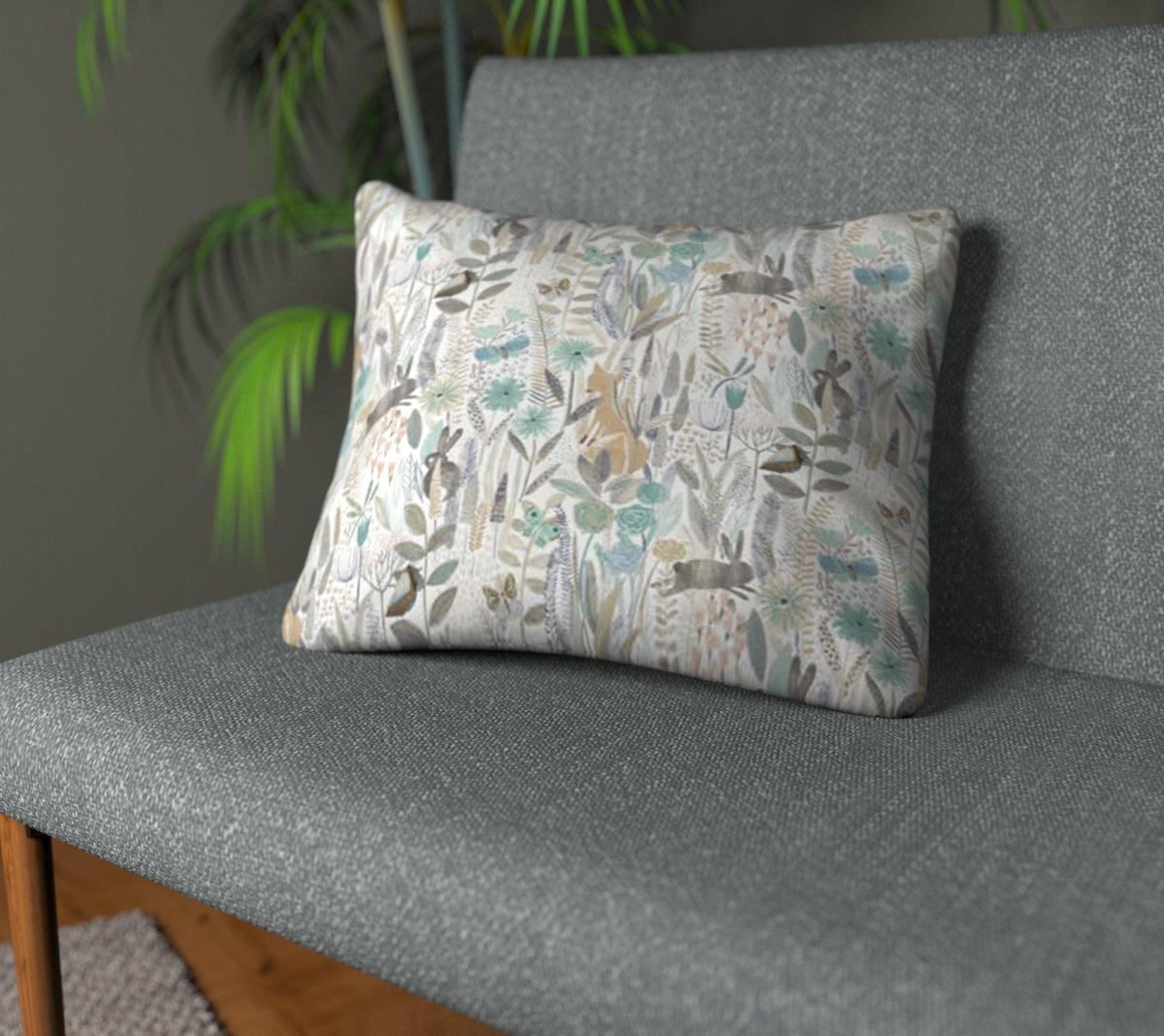 Hide And Seek Linen/Duck Egg/Stone Plain Cushion