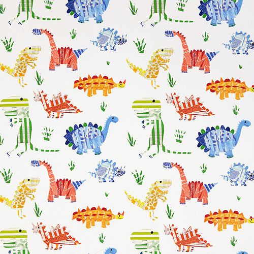 Jolly Jurassic Aqau/Tangerine/Ap Fabric Sample