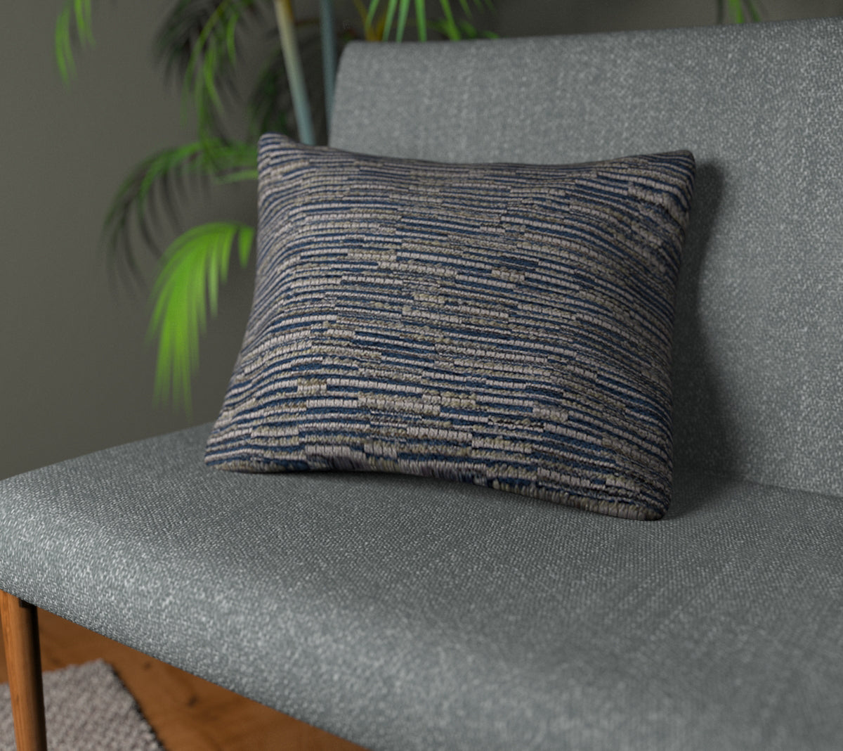 Ladder Indigo Plain Cushion