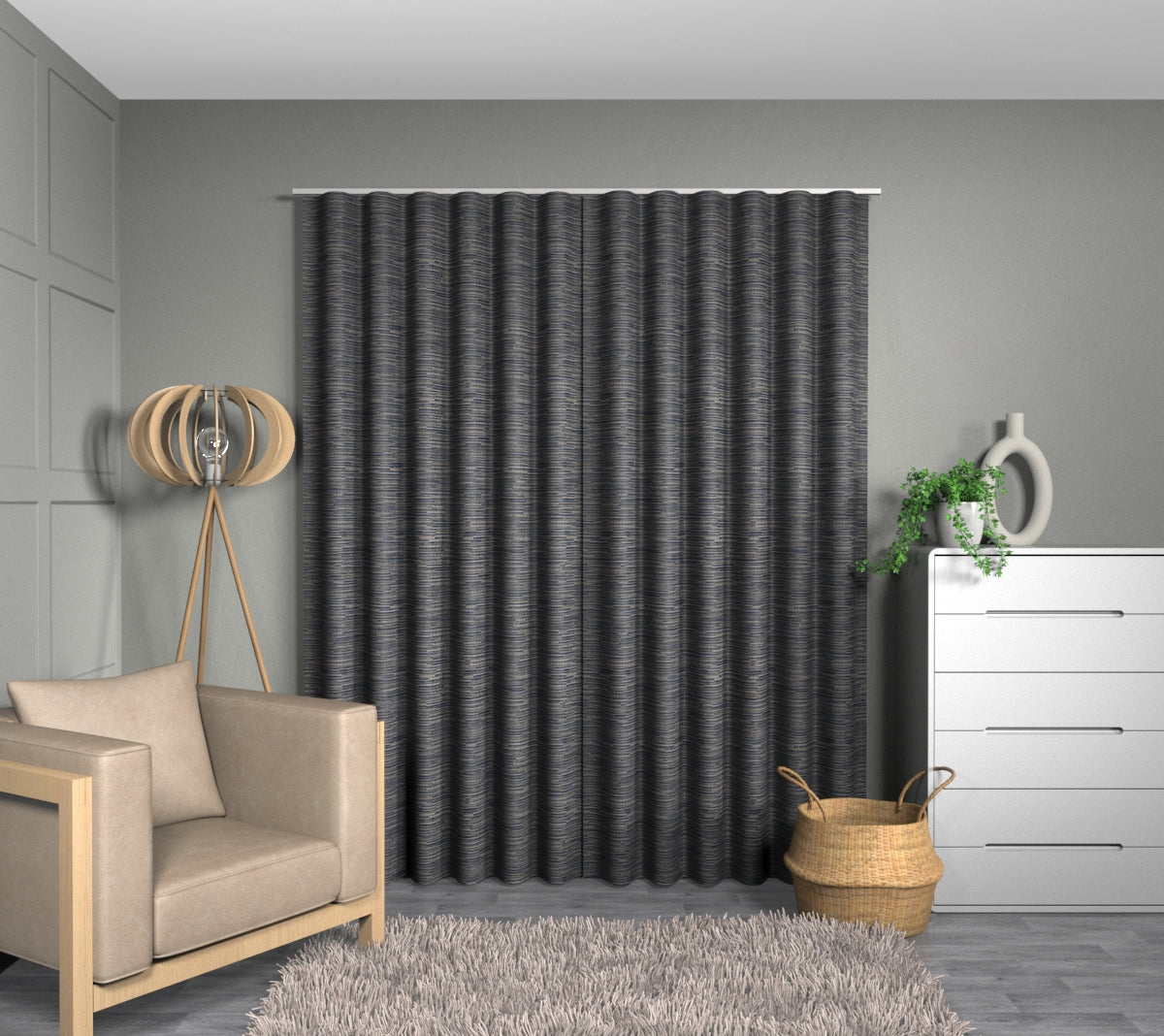 Ladder Indigo Wave Curtain
