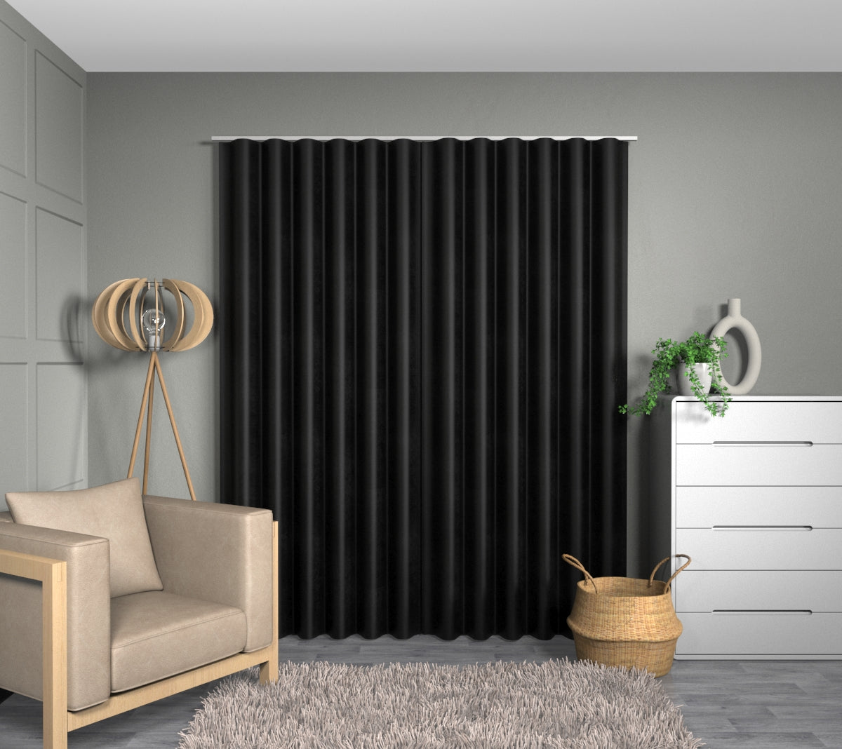 Layton Black Wave Curtain