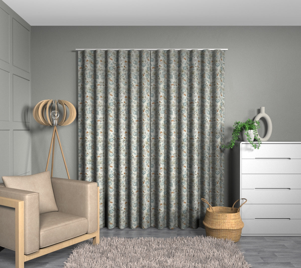 Parchment Eau De Nil Wave Curtain