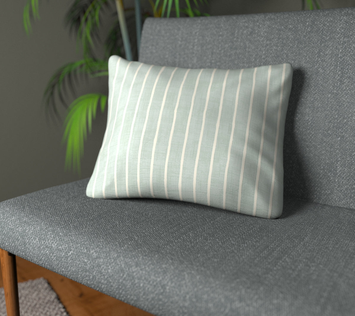 Pencil Stripe Duckegg Plain Cushion