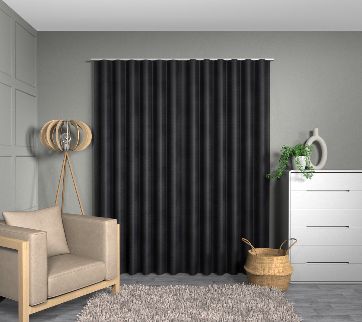 Quartz Ebony Wave Curtain