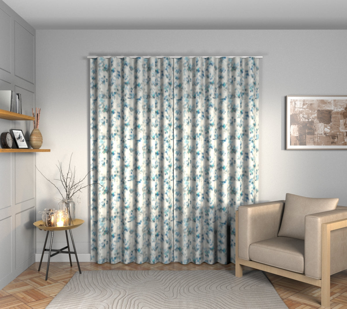 Wild Garden Cobalt Wave Curtain