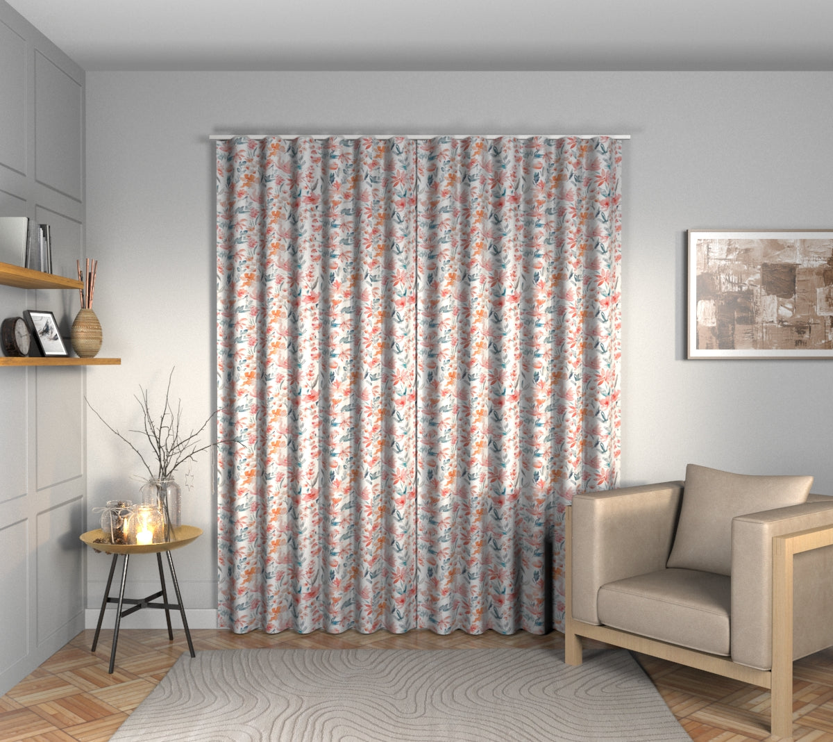 Otelie Pomegranate Wave Curtain