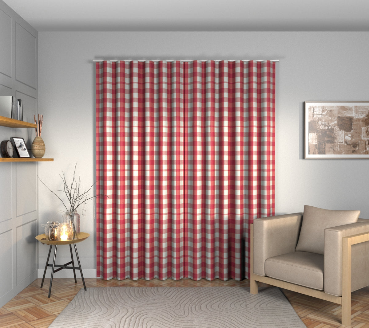 Kemble Red Tulip Wave Curtain