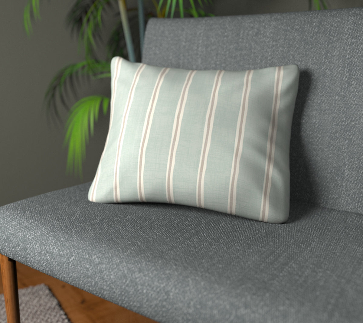 Rowing Stripe Duckegg Plain Cushion