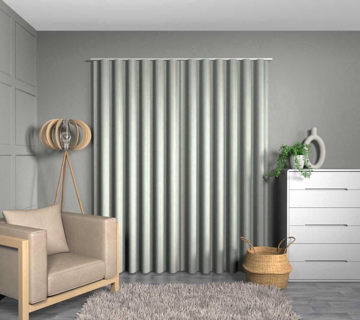 Rowing Stripe Duckegg Wave Curtain