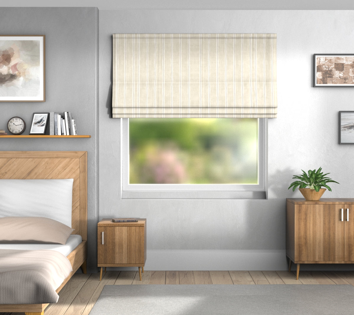 Rowing Stripe Pebble Default Roman Blind