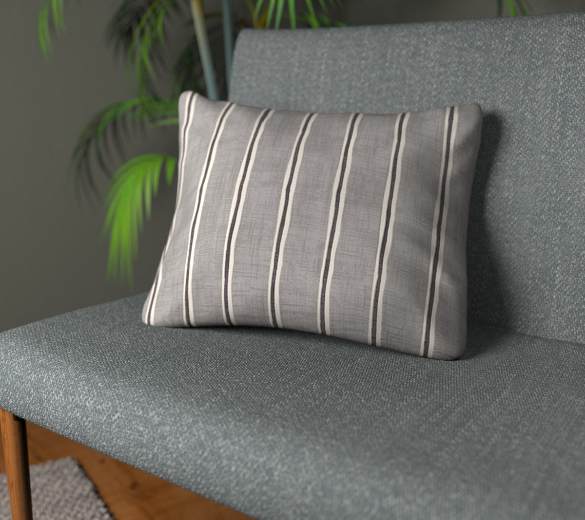 Rowing Stripe Pewter Plain Cushion