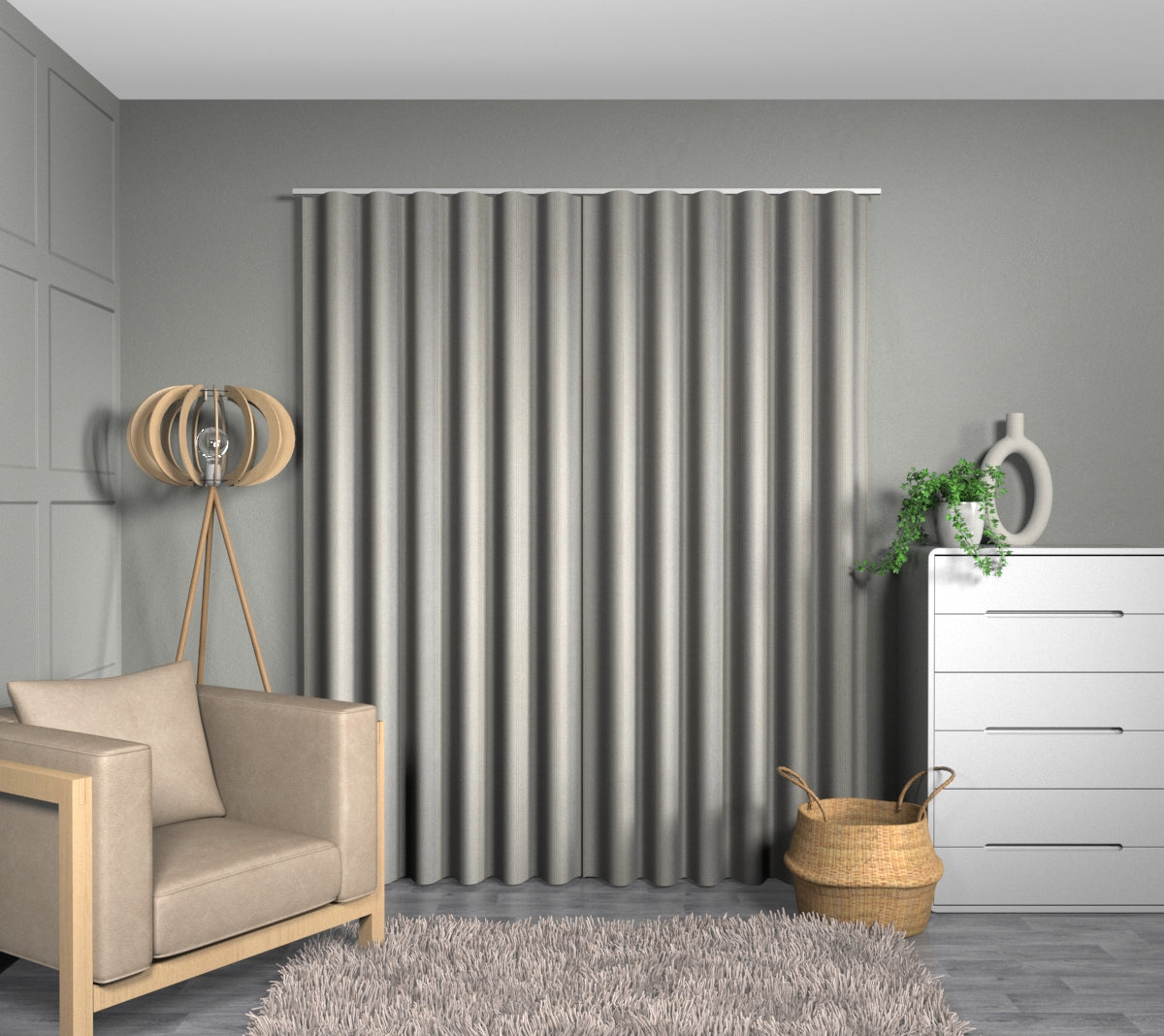 Sackville Stripe Denim Wave Curtain
