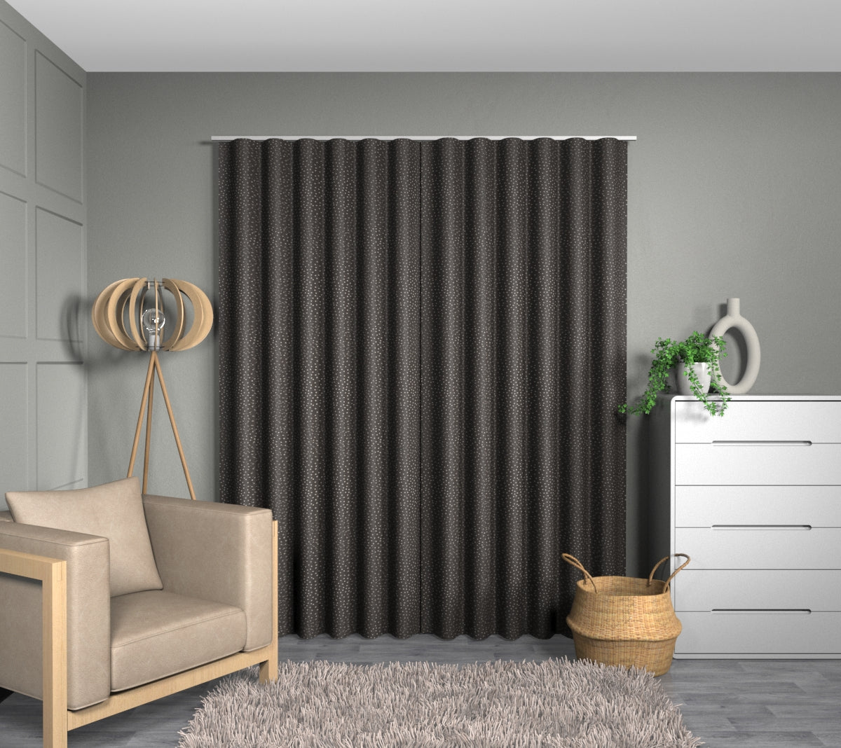 Spotty Ebony Wave Curtain