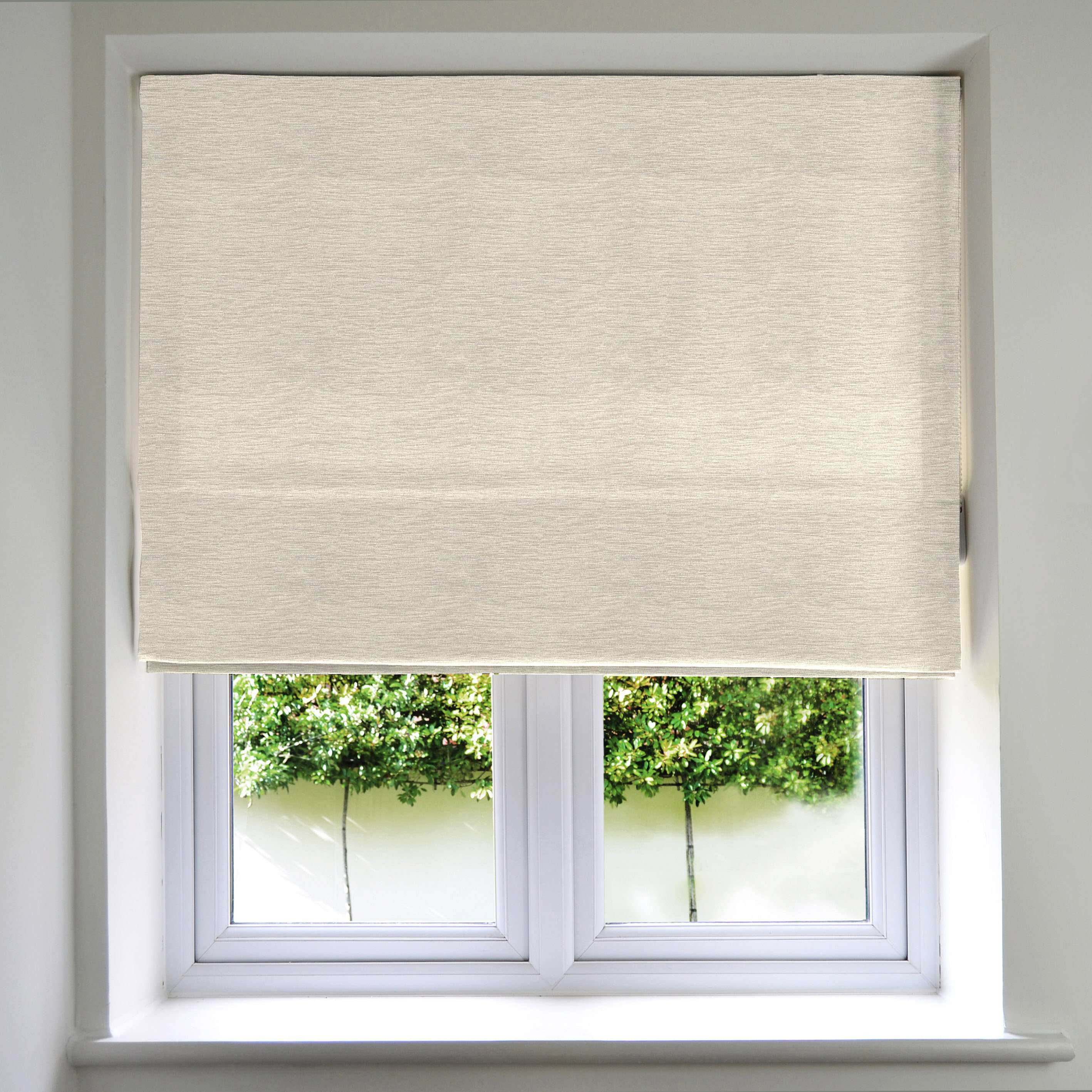 A closeup of a plain blind