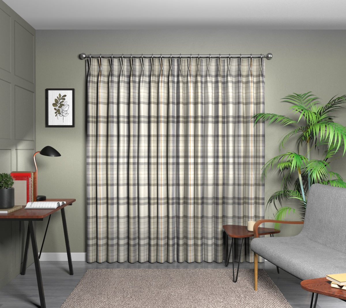 Cairngorm Oatmeal Double Pleat Curtain