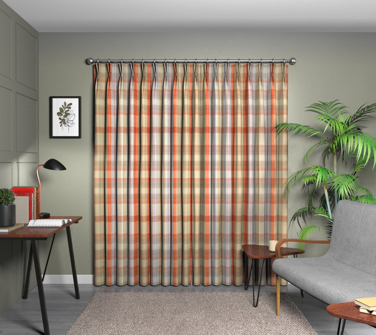 Cairngorm Auburn Double Pleat Curtain