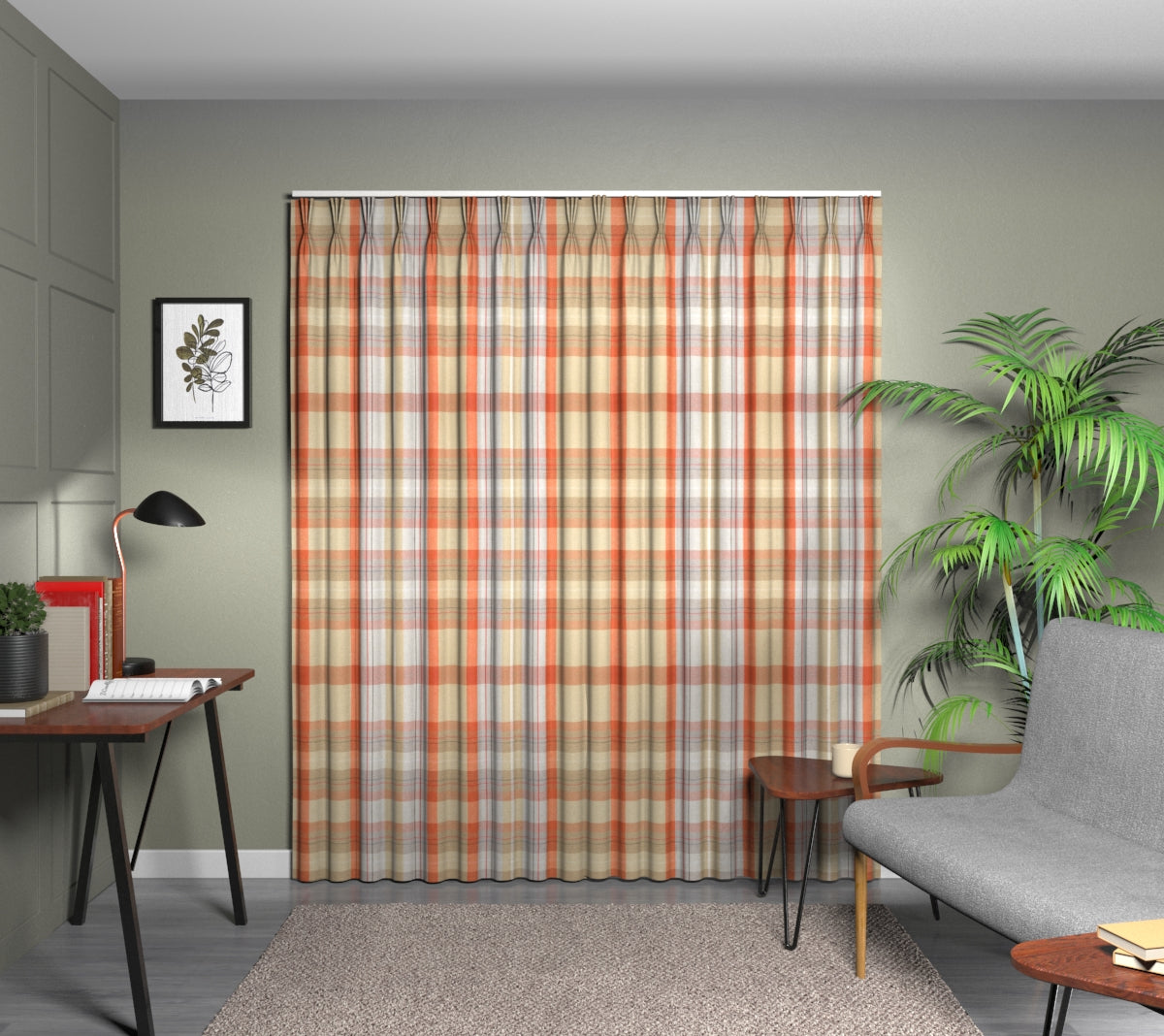 Cairngorm Auburn Triple Pleat Curtain