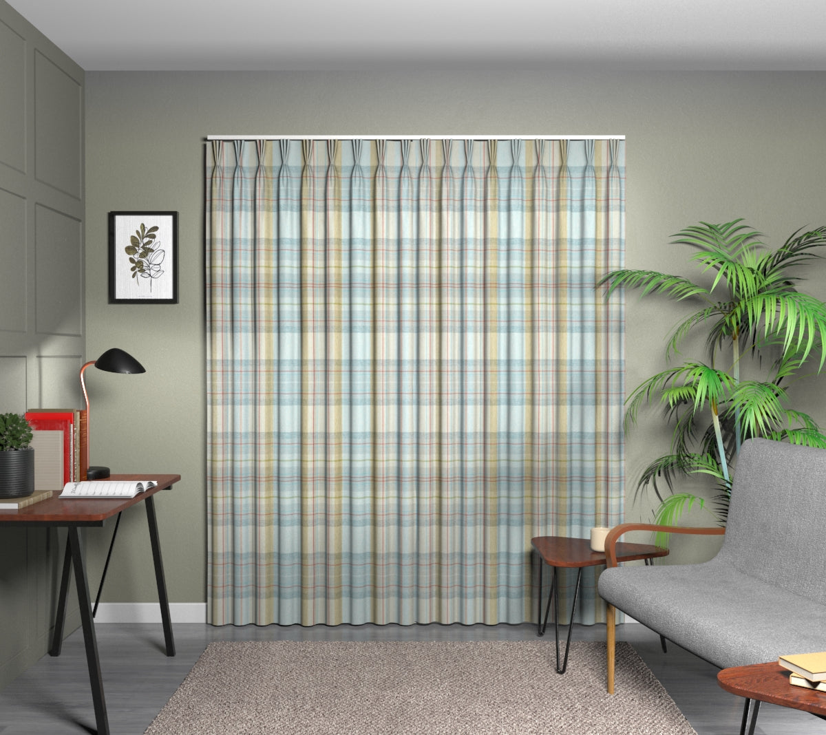 Cairngorm Duck Egg Triple Pleat Curtain