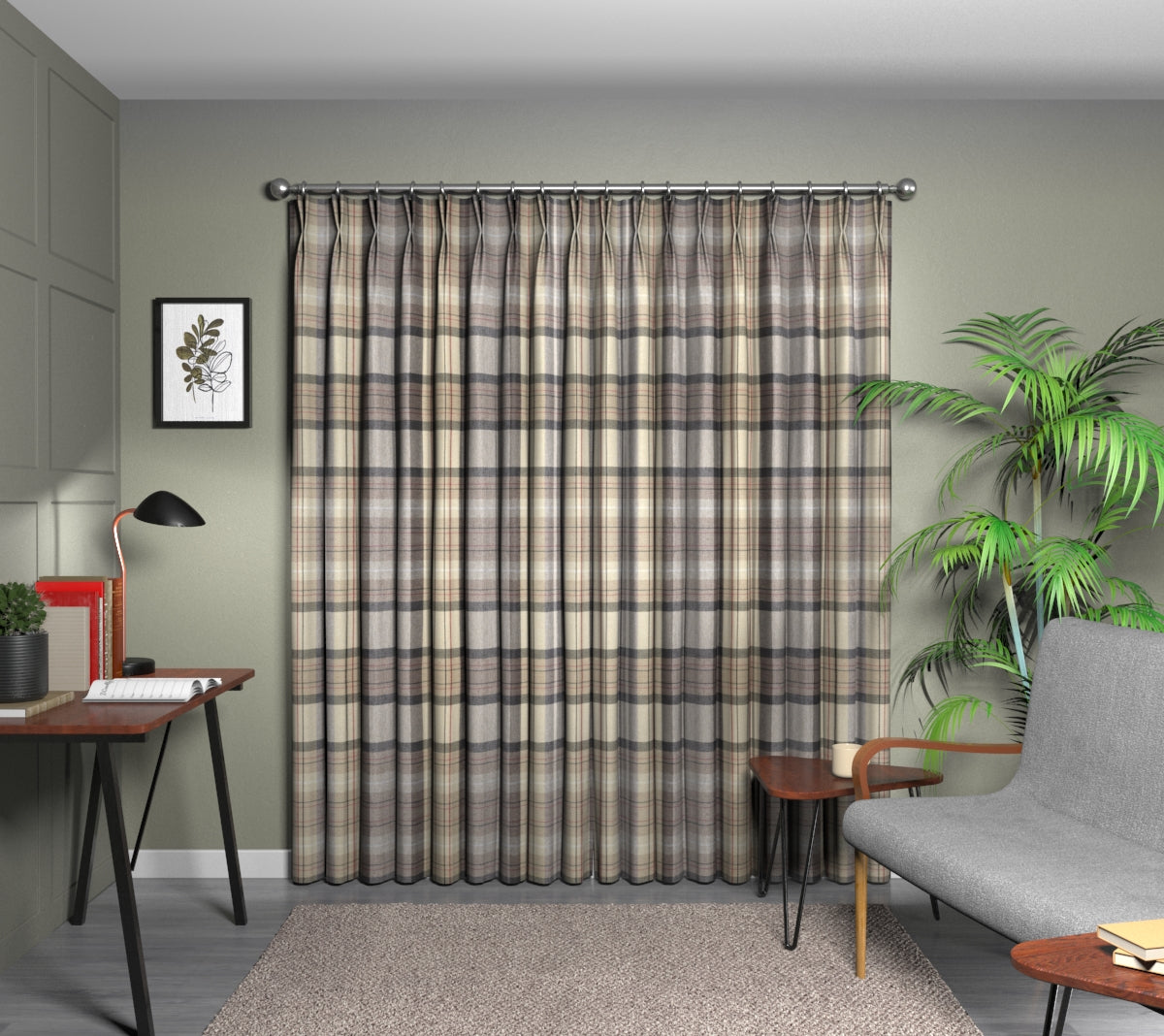 Cairngorm Slate Double Pleat Curtain