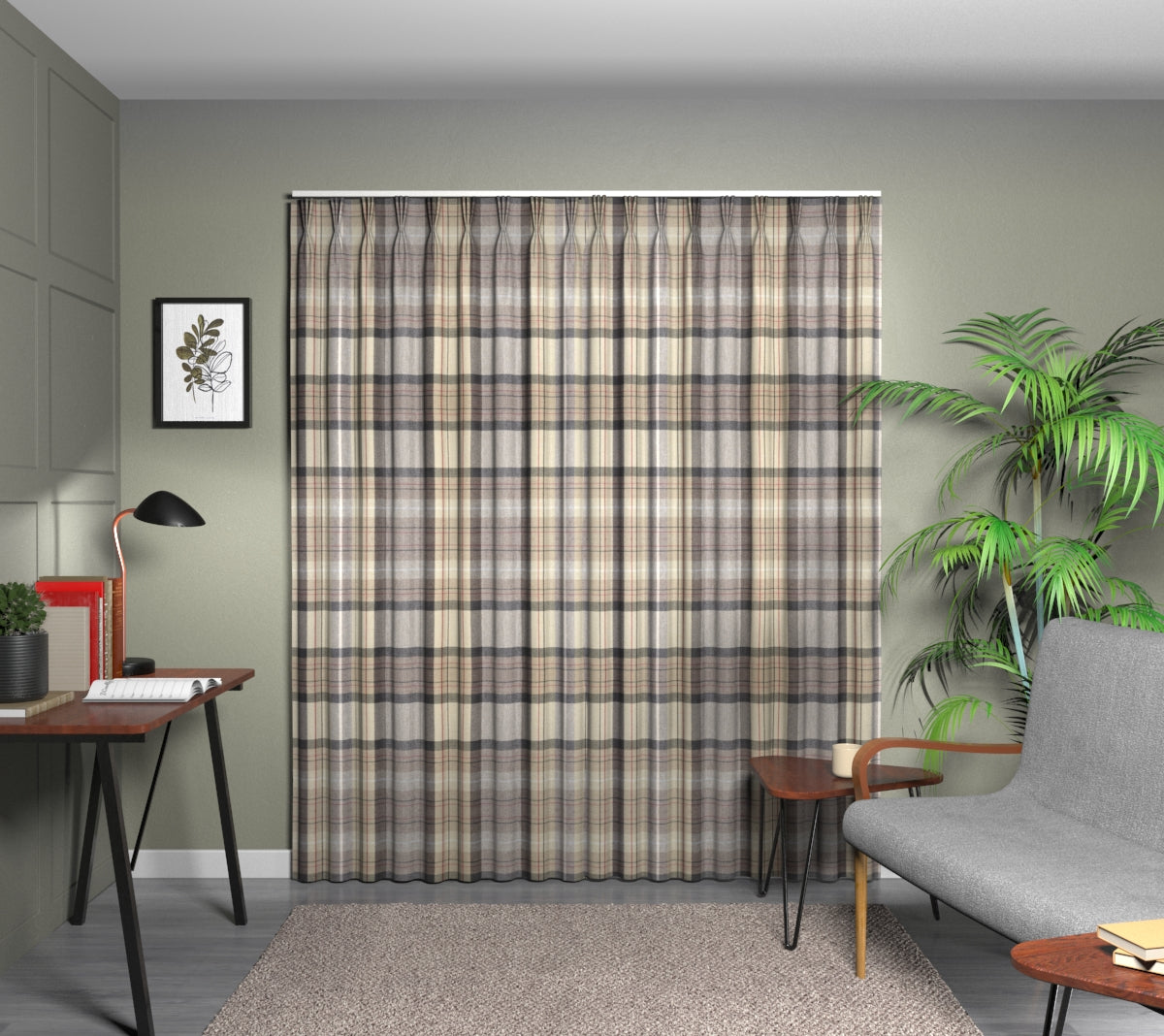 Cairngorm Slate Triple Pleat Curtain