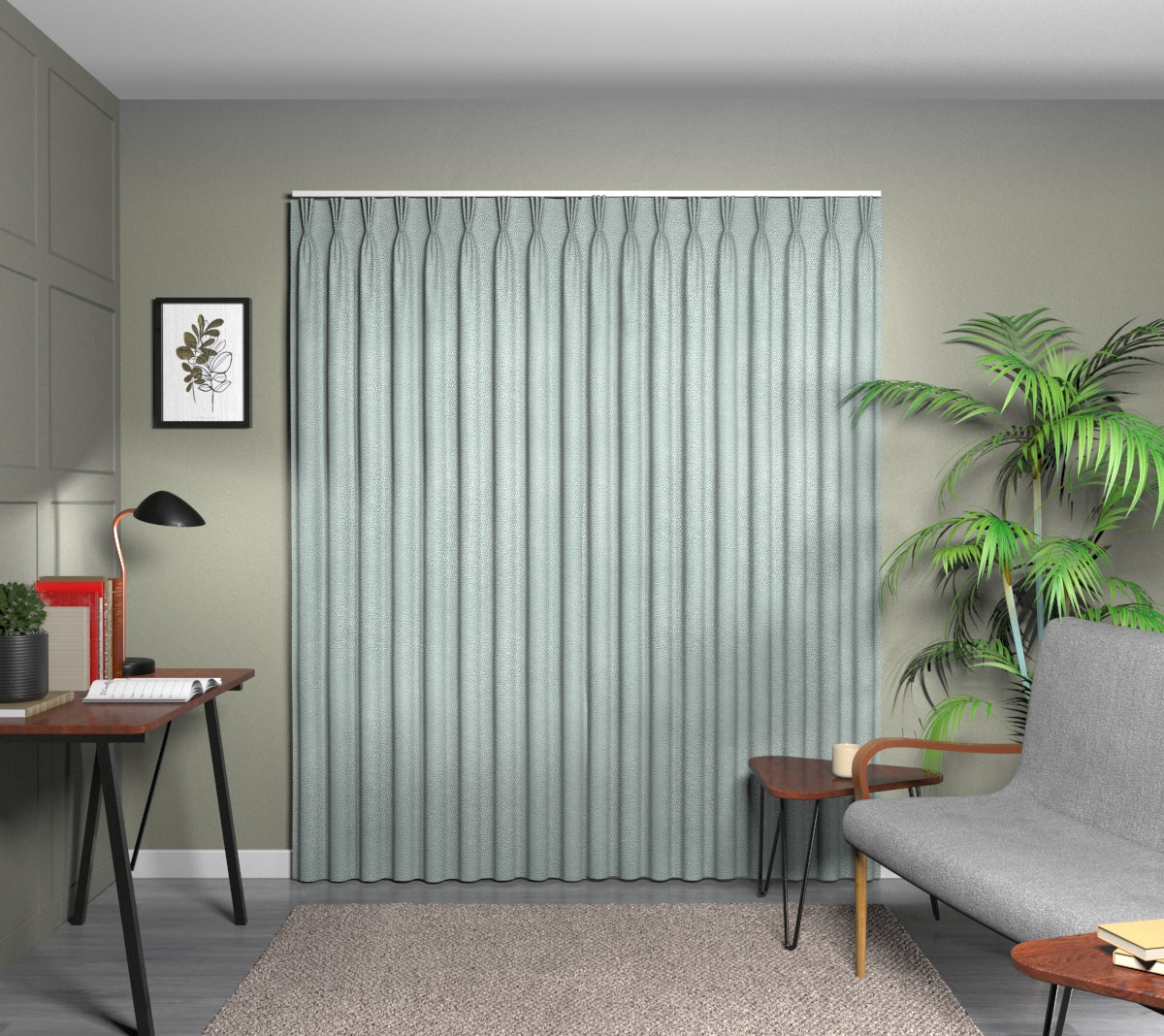 Crater Carbon Triple Pleat Curtain