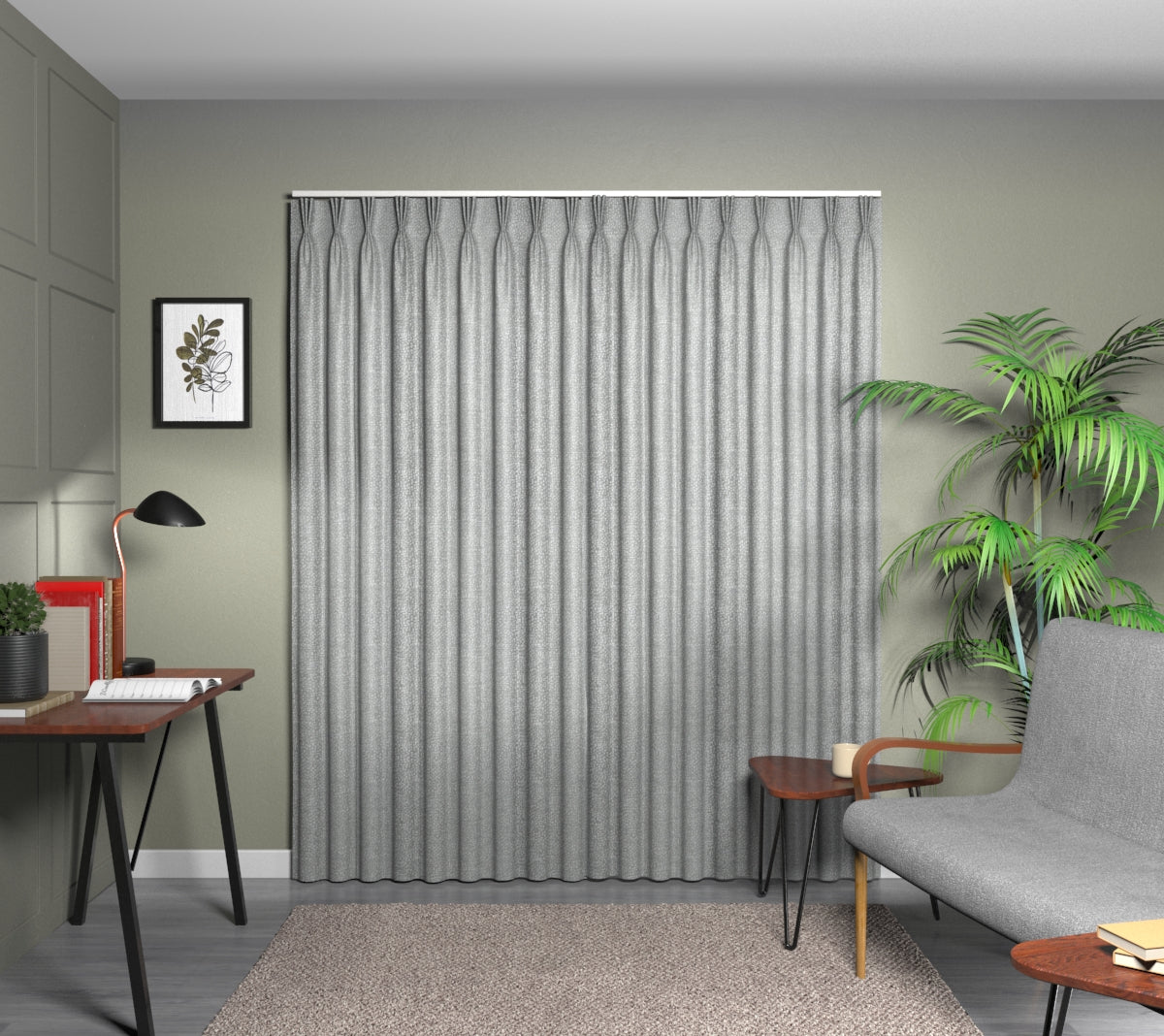 Sonnet Graphite Triple Pleat Curtain