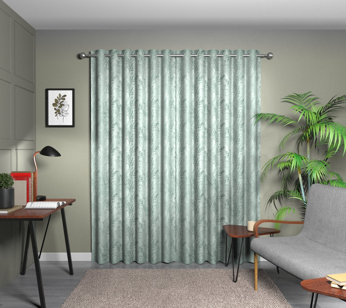 Keshiki Teal Eyelet Curtain