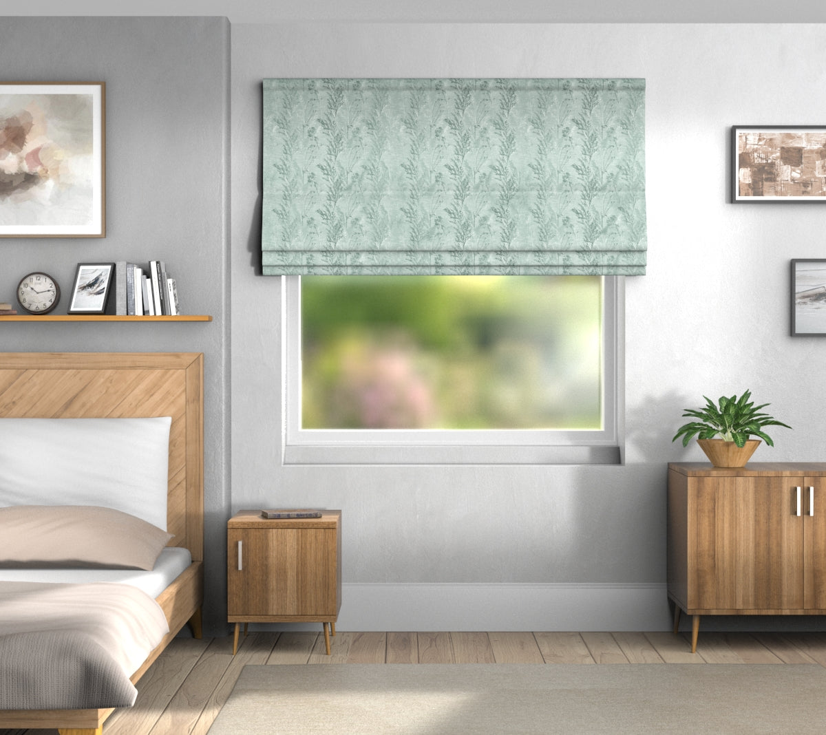 Keshiki Teal Roman Blind