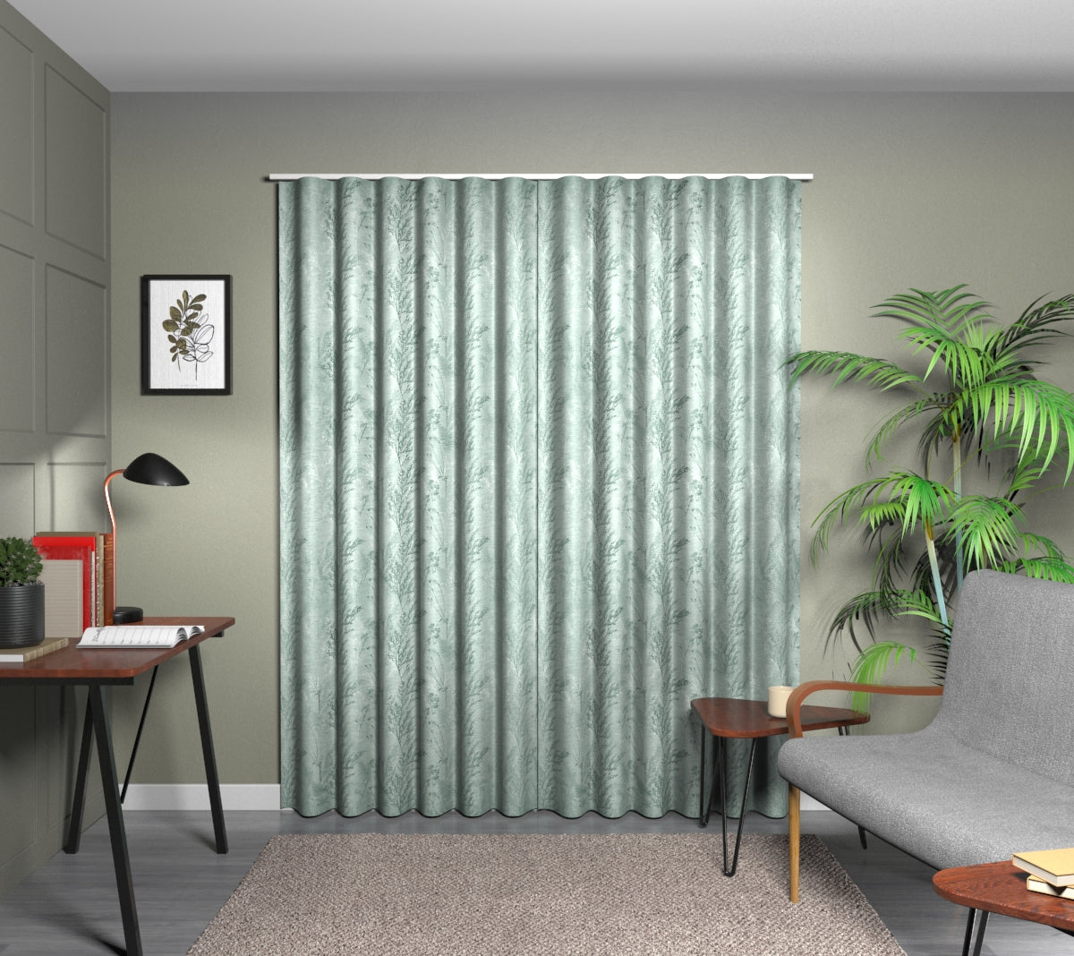 Keshiki Teal Wave Curtain